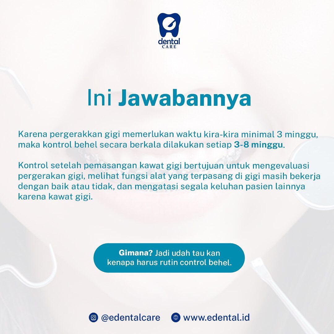 Edental001's tweet photo. Nahhh ini dia jawabannya pentingnya kontrol behel setiap bulan!!

Buat evaluasi pergerakan gigi kalian yaa dan mengganti karet behel. Karena karet behel punya jangka elastisitas hanya 3-4 Minggu aja, jadi perlu diganti deh biar pemasangan behel kalian maksimal hasilnya! 

#behel https://t.co/QDk4PNd9P7