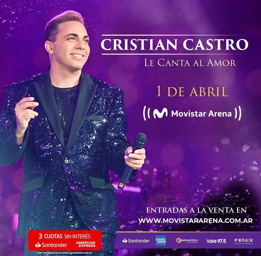 Sabri13cristian's tweet photo. Vamos pollitas quedan poquitas entradas!!! #1deabril @MovistarArg @CristianCastro #fansclubelritual https://t.co/AigPADM8Ps