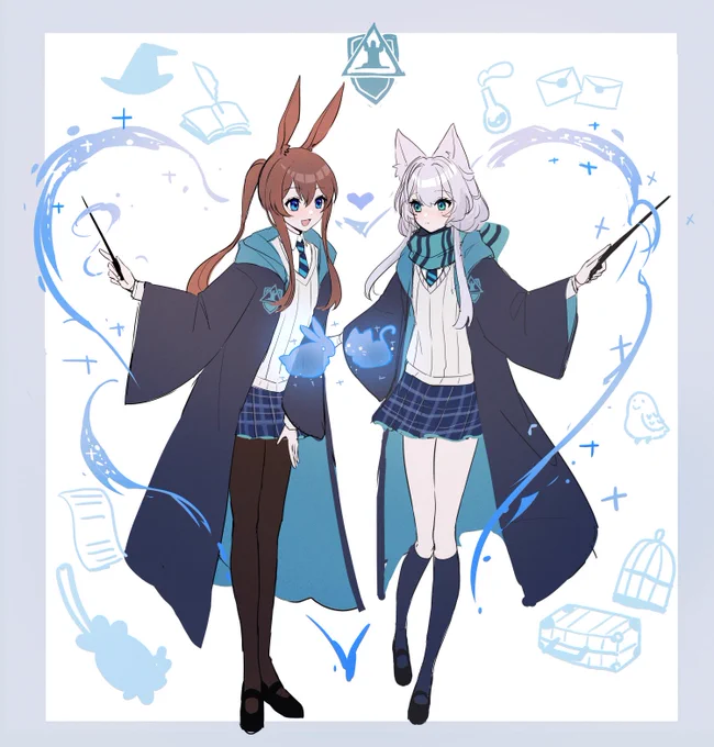 #アークナイツ #明日方舟 
水色のロドス寮のふたり
+α 