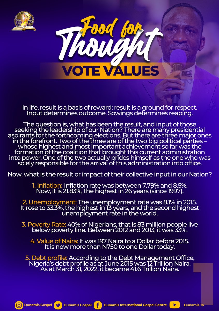 drpaulenenche's tweet photo. FOOD FOR THOUGHT (PART 4) - VOTE FOR VALUES
BY DR PAUL ENENCHE 
#DrPaulEnenche
#FoodForThought #Part4
#Dunamis
#Election2023 
#2023TheGloryIsRisen https://t.co/r5fXsAEtZl
