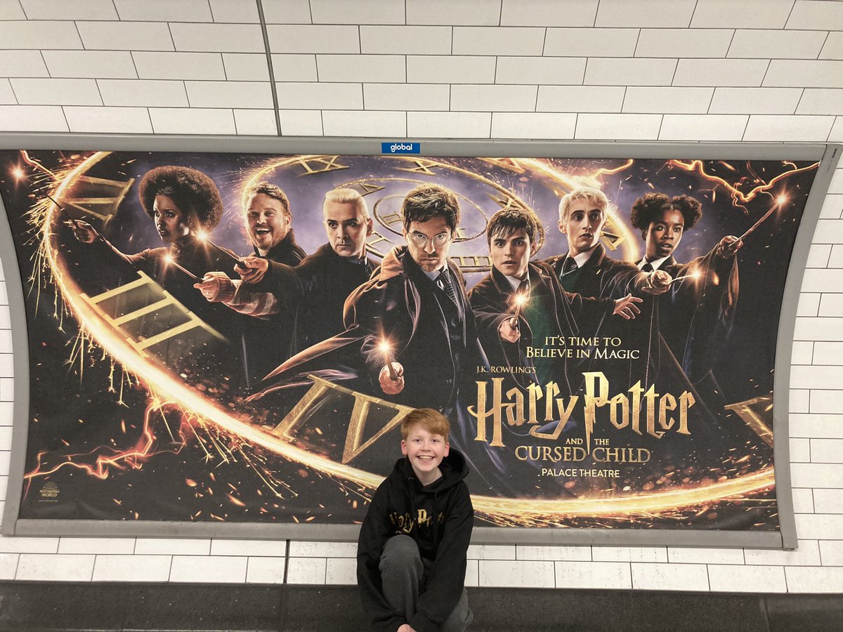 Spending the last day of half term @CursedChildLDN & finally managed a photo with one of the tube posters 🙂. #CursedChildLdn #TottenhamCourtRoad