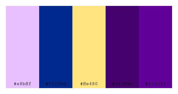 ColPaletteBot's tweet photo. Beep beep, here's a pretty color palette for you!
color-scheme.js parameters used:
- hue: 88
- variation: default
- colors: #e8bfff, #00298d, #ffe480, #44006b, #610099
Have a lovely day!
#twitterbot #colorpalette #colors #palette #prettycolors https://t.co/l7yzB36H1S