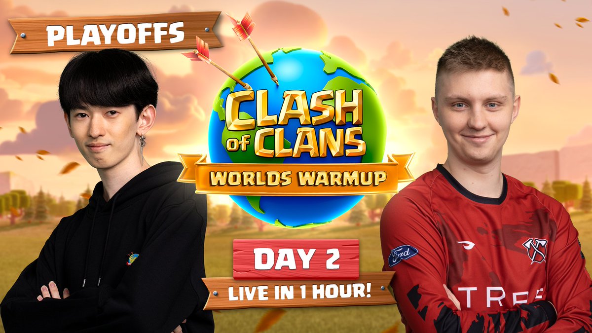Clash of Clans Esports (@cocesports) on Twitter photo Today's the day 🤩
Ready to find out who the 2023 Worlds Warmup Champion is? 🧐
<a href="/NAVI_coc/">NAVI Clash of Clans</a>
<a href="/TribeGamingCoC/">Tribe Gaming CoC</a>
@STRUTesportsCoC
<a href="/ChasmacEA/">Chasmac Gaming EA</a>
🔁 RT for a chance to win 1,000 gems!
Live in 1h 🔔 youtube.com/live/hmTCFq2bm…
#ClashEsports Today's the day 🤩
Ready to find out who the 2023 Worlds Warmup Champion is? 🧐
<a href="/NAVI_coc/">NAVI Clash of Clans</a>
<a href="/TribeGamingCoC/">Tribe Gaming CoC</a>
@STRUTesportsCoC
<a href="/ChasmacEA/">Chasmac Gaming EA</a>
🔁 RT for a chance to win 1,000 gems!
Live in 1h 🔔 youtube.com/live/hmTCFq2bm…
#ClashEsports