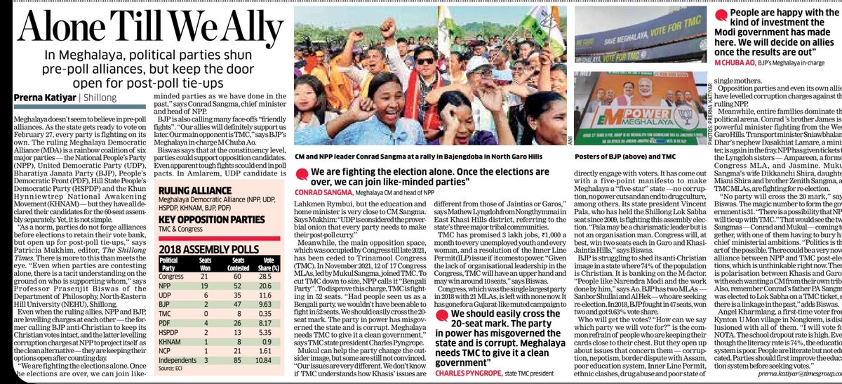 As #Meghalaya heads to polls, here my ground report in today's #ET
<a href="/SangmaConrad/">Conrad K Sangma</a> <a href="/mukulsangma/">Mukul Sangma</a> <a href="/MChubaAo/">M Chuba Ao</a> <a href="/BJP4Meghalaya/">BJP Meghalaya</a> <a href="/AlDerrida/">Dr.Prasenjit Biswas</a> <a href="/meipat/">patricia mukhim</a> <a href="/INCMeghalaya/">Meghalaya Congress</a> <a href="/vincentpala/">Vincent H Pala</a> <a href="/AITCofficial/">All India Trinamool Congress</a>  #MeghalayaElections2023