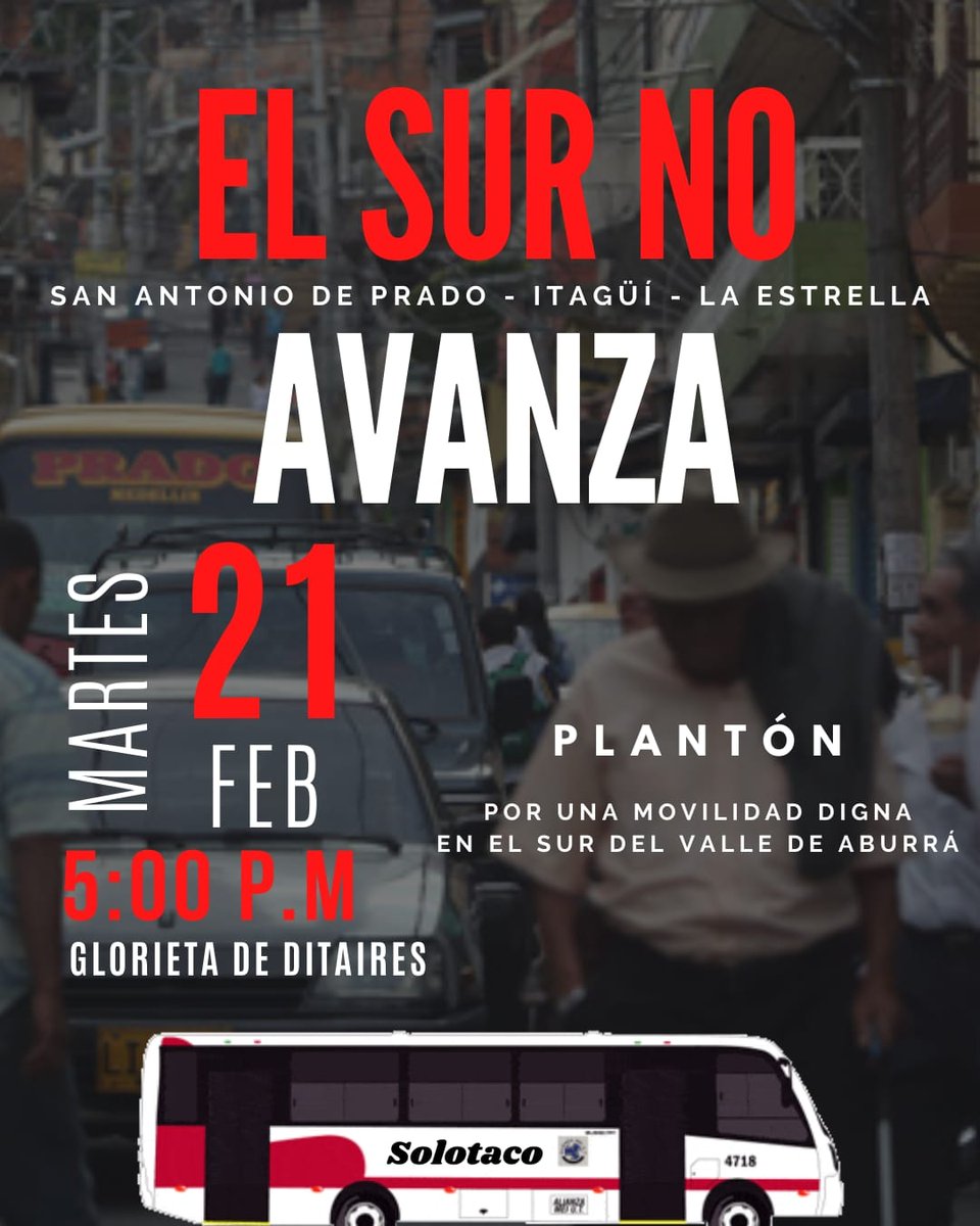 MesaSadep's tweet photo. ¡Este martes nos movilizamos!

#sanantoniodeprado #comuna80 #itagui #laestrella #metrocable #transporte #movilidad #movilización #medellin #medellín #antioquia #movilidad #vias #vías #medioambiente #dignidad #nomastaco #nomasurbanismo https://t.co/A4X94tdfVY