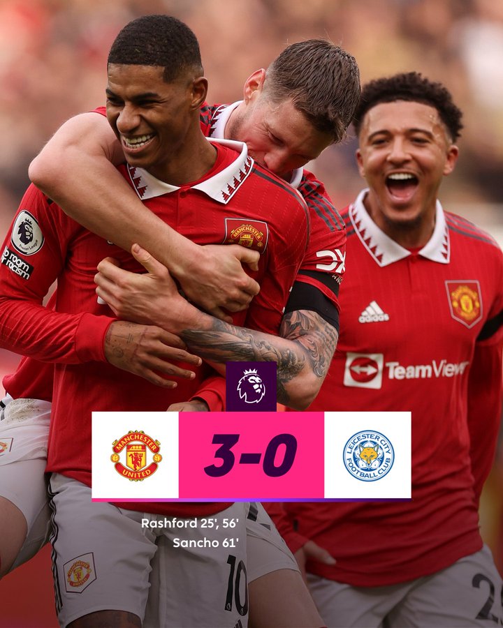 Manchester United 3–0 Leicester City, Premier League 2022–23: Rashford Continues Good Form As Red Devils Reduce Gap With Manchester (Watch Goal Video Highlights) | ⚽ LatestLY