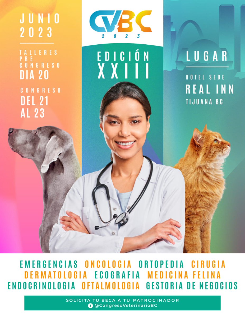 SQUENDA's tweet photo. 📍 Congreso Veterinario de Baja California #CVBC
📆 del 20 al 23 de junio 2023
📍 Hotel Real Inn Tijuana
📩 Informes: congreso.comvepebc@gmail.com https://t.co/uY7BAdUab7