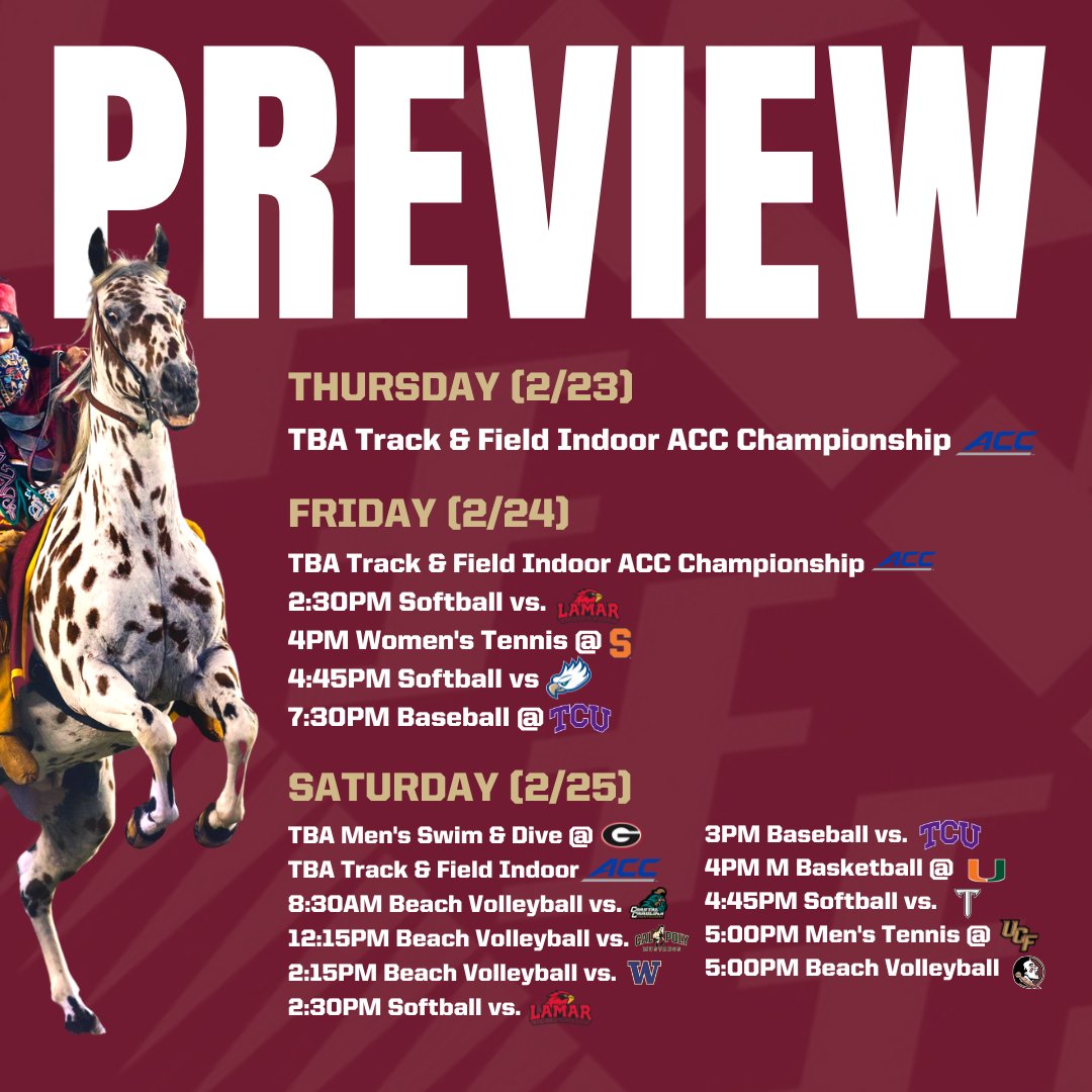 thenolezone's tweet image. Another great week ahead for spring sports! GO 'NOLES 🔥 🍢 

#thenolezone