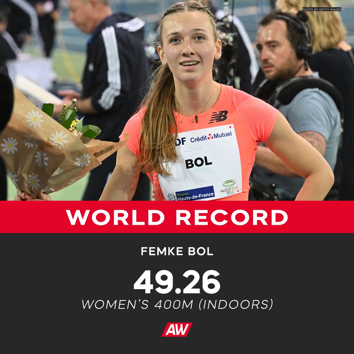 WORLD RECORD

Femke Bol has just shattered the women's world indoor 400m record with an astonishing 49.26 🔥🇳🇱

She breaks Jarmila Kratochvílova's mark of 49.59 which goes back to 1982 🤯