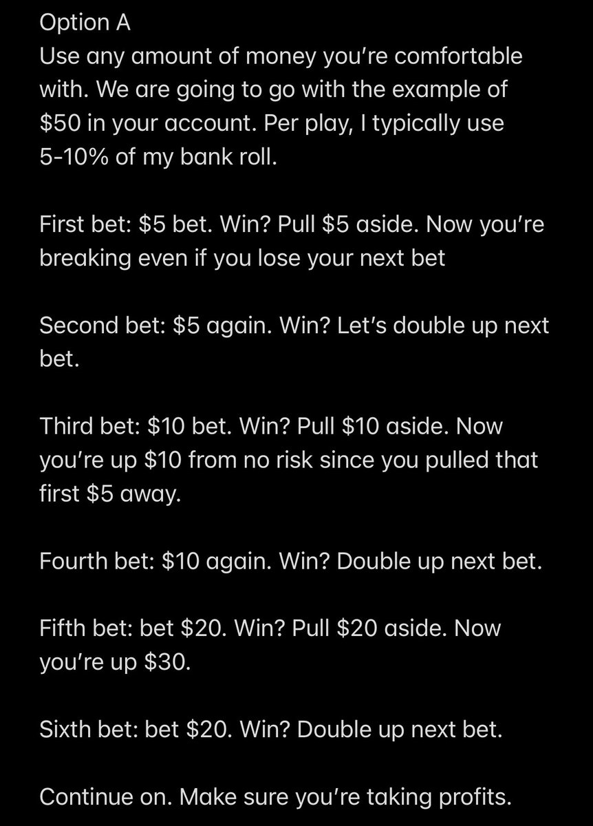 MountainPeakBet's tweet image. 📚📖✏️Gambling Education✏️📖📚

Listen, I’m here to help you all make money. That’s my overall goal. It appears to me that some of you all aren’t taking profits and just doing the ladder. Don’t do that if you’re trying to make money. Below are two great options to have fun but…