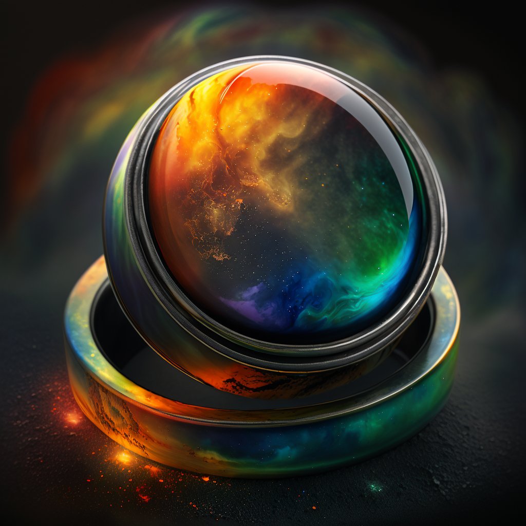 bob_shiby's tweet image. Art generated using next word #predictivetext & #midjourney #AIart this randomness was bought to you by - "saturns mood rings, gravity spicy and fresh"