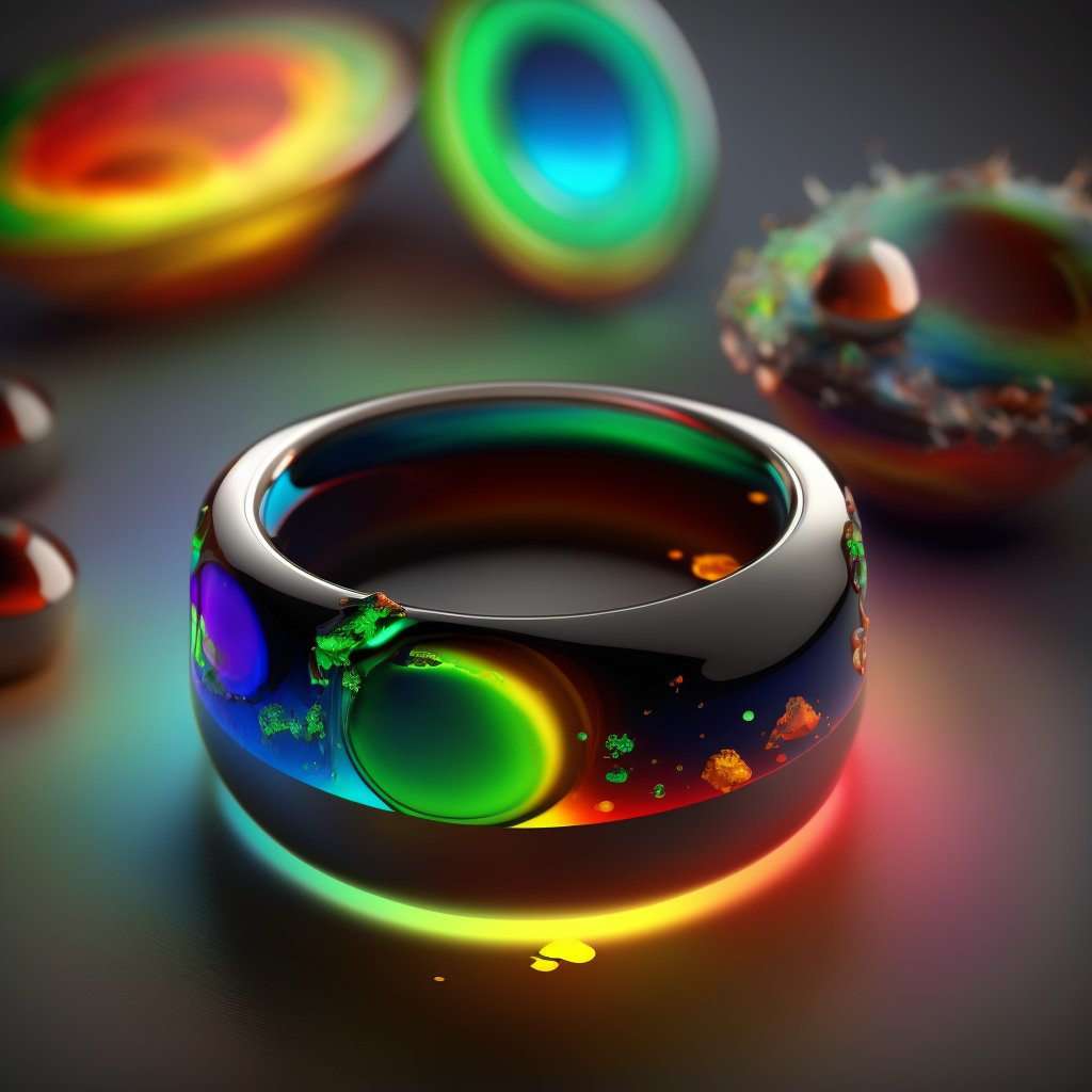 bob_shiby's tweet image. Art generated using next word #predictivetext & #midjourney #AIart this randomness was bought to you by - "saturns mood rings, gravity spicy and fresh"