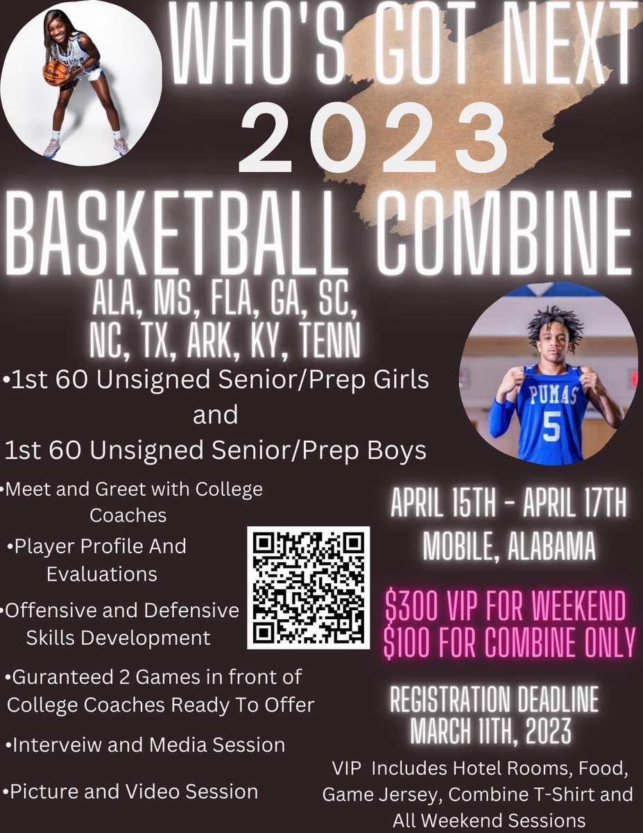 All Unsigned Senior/Prep 🏀🏀🏀 Players! Girls and Boys this is for you. Limited Spots. Sign up Now! Your Chance for Exposure and On The Spot Offers!
#WhosGotNext
#TheRealPrepU