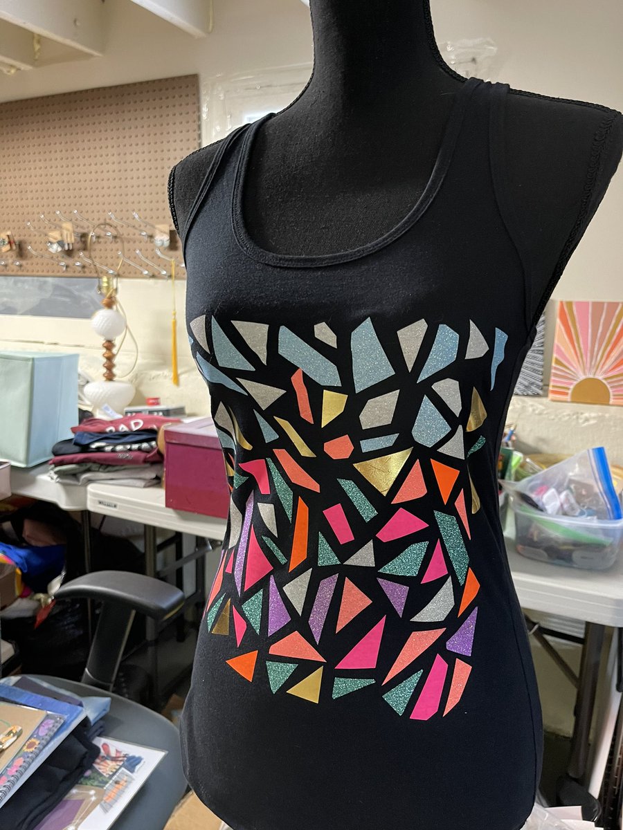 Ashpirations1's tweet photo. CLEARANCE SALE! XS razor back tank with vinyl abstract design. This is one of a kind. I only made one! $15 plus shipping. DM me for payment and shipping details. https://t.co/oUFcqD4c61