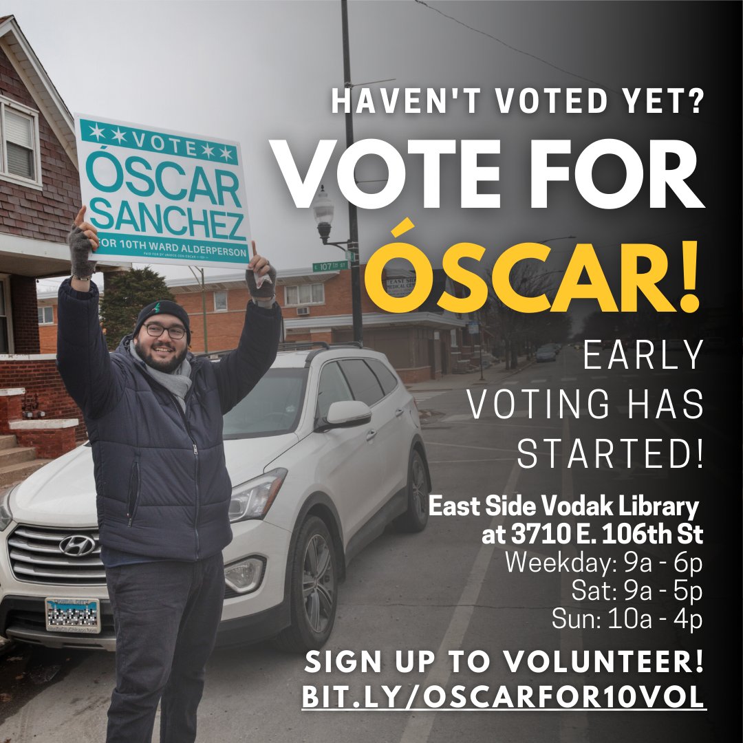 oscarfor10's tweet photo. Punch #55! Early voting is open until 4pm this Sunday. 🎉

#oscarfor10 #10thward #southeastside #chicago https://t.co/nmScOBiZAK