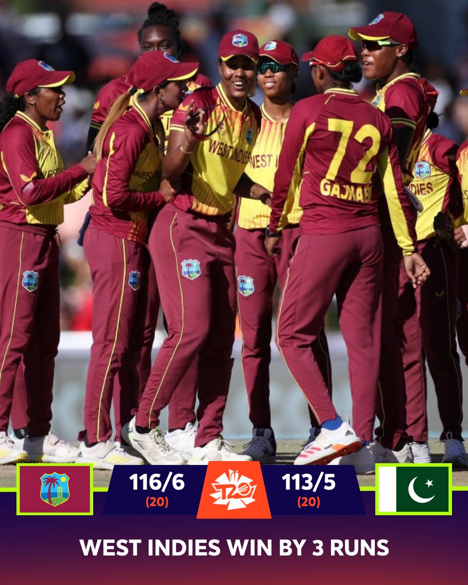 A dramatic final over isn’t enough for Pakistan.

It’s West Indies who triumph in a low-scoring match in Paarl. 

📝: bit.ly/PAKvWI-T20WC

#PAKvWI | #T20WorldCup | #TurnItUp