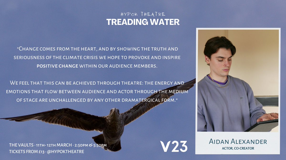 Theatre and the climate crisis: what can we do?

“By giving these animals a voice and humanising them, it helps create that bond of responsibility &amp; ownership.”

<a href="/1AidanAlexander/">Aidan Alexander</a> will play the role of the arctic skua in TREADING WATER at @VAULTFestival🎭

vaultfestival.com/events/treadin…