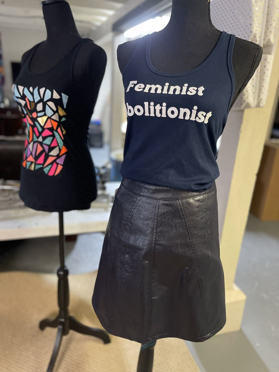Ashpirations1's tweet photo. CLEARANCE Small (really small) navy blue razor back tank. Feminist abolitionist. Faux leather vintage skirt. Also a small. Tank - $15. Skirt -$10. Plus shipping on all items. DM me for payment and shipping info. https://t.co/aS8tFGqcSO