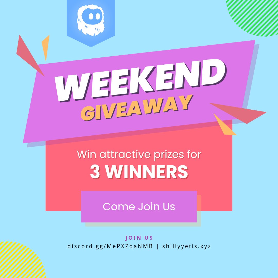 It's time for a HUGE #Giveaway fam 🥳

🏆Prize
3x Shilly Yetis Nfts

✅ To enter
- Follow us
- 🔄 + ❤
- Tag 3 frens 

You have 48h ⏳

📍Remember our mint is LIVE 
go.kalao.io/shillyyetis

Closing at 50 mints 👀
Mint 1 and get 2 more for FREE 🤯

#AVAX #AVAXNFTs #NFTGiveaways