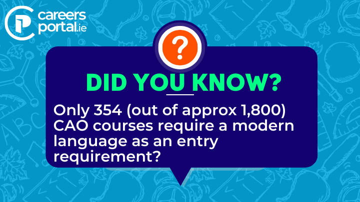 CareersPortal's tweet image. Did you know that only 354 (out of approx 1,800) CAO courses require a modern language as an entry requirement? 🗣️

Use the 
&apos;Modern Language not required&apos; filter on the CourseFinder

✨CourseFinder here🔗ow.ly/mKVj50LXh5r

#CAO #PLCCourse #LeavingCert2023 #LeavingCert