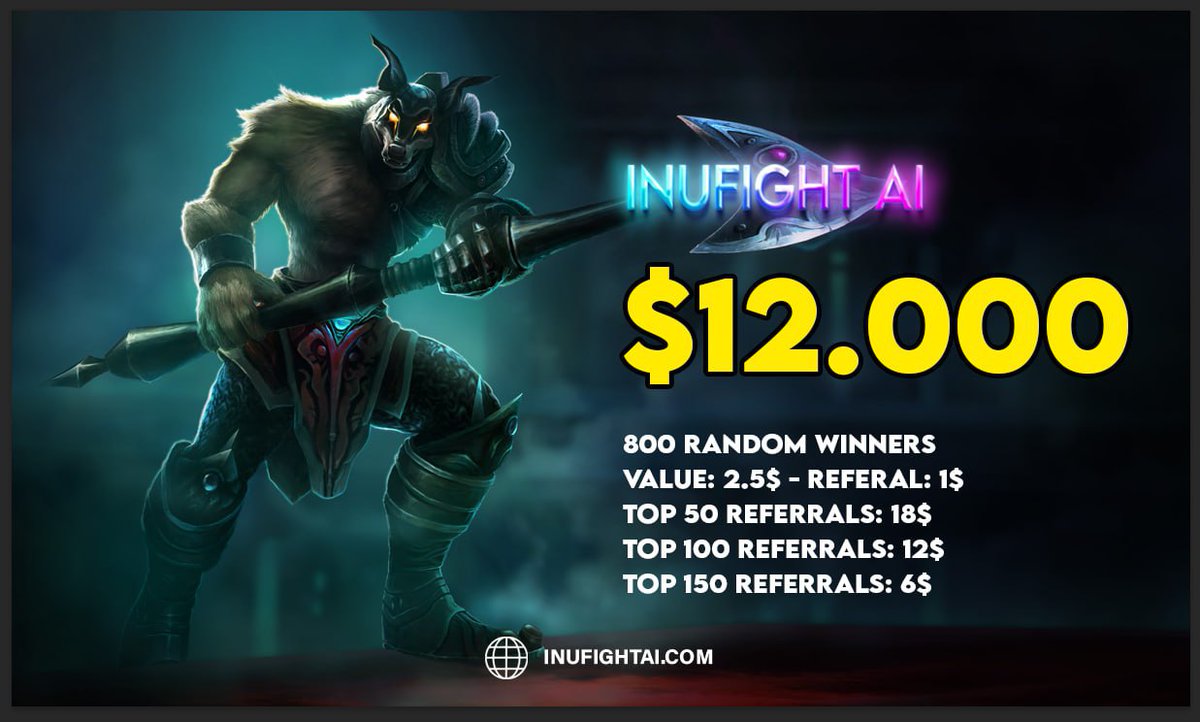 AirdropStario's tweet photo. 💧 InuFight AI Airdrop 💧

🏆 Task: ➕ Up to $2.5 worth of INUF

👨‍👩‍👧 Referral: ➕ $1 worth of INUF ➕ $1800 worth of INUF for top 150 referrers.

🔛 Airdrop Link &amp; Information: https://t.co/AYtrUAVfle

#cryptocurrency #Airdrop #BSC #Bitcoin #USDT #InuFightAI #INUF #Airdropstario https://t.co/8kFz7FpSc7