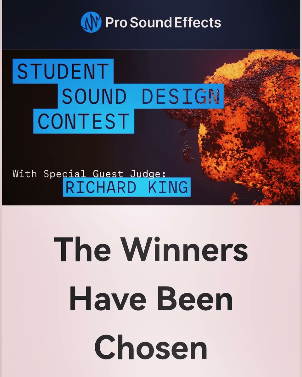 KoliaMaria's tweet photo. I am so honored to create one of the top 10 entries at @prosoundeffects sound design student contest , and get a comment on my video by the great #richardking, Oscar Winner and Sound Designer in Interstellar, Inception and the list goes on... #contestfinalists #sounddesign #blast https://t.co/Rizpr0DNQm