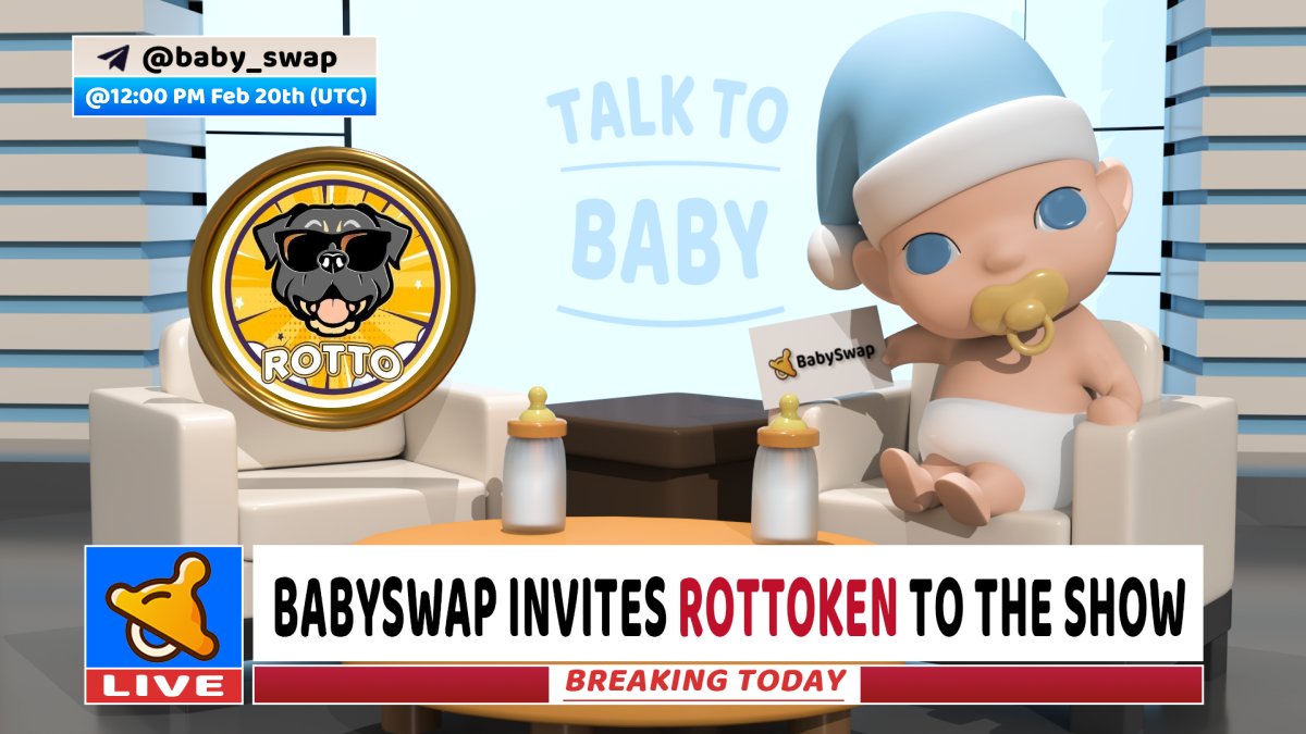 🗓️ Babies, we will be hosting an #AMA with <a href="/rottoken/">Rottoken</a> 👶

⏰ 12 PM UTC, Feb 20th
🛋 t.me/baby_swap

🎁 $200 ROTTO to be won during the live AMA
🎯 Join the AMA to be the lucky baby 🍼