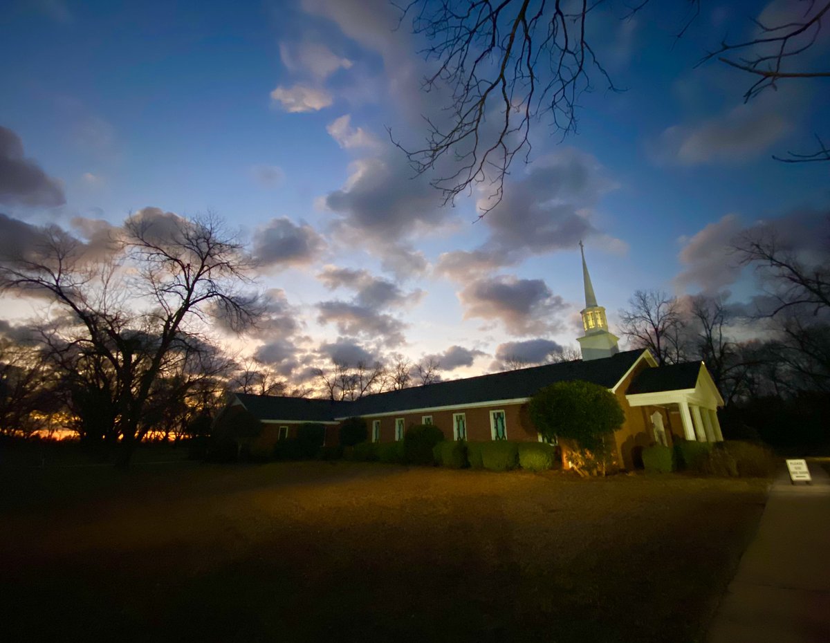 Chilly sunrise outside Maranatha Baptist Church in Plains.