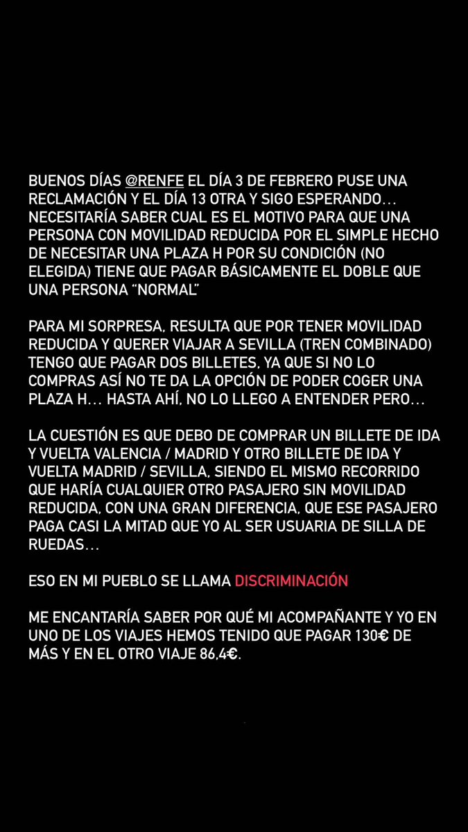 Silvieta21_'s tweet photo. Hola @Renfe ¿me podrías dar una solución a esto para que no me hagáis sentirme como lo estáis haciendo? #discriminación #movilidadreducida #discapacidad #barreras #verguenza https://t.co/MIUXpVTs8y