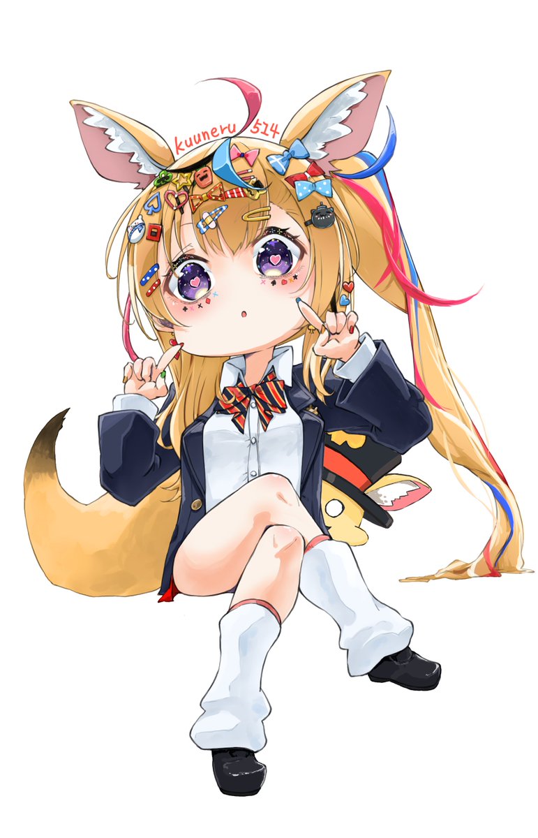 桃鈴ねね 「デフォルメねぽらぼ。やっと全員描けた～せっかくなので全身お披露目。#ねねアルバム」|くうねる@左手負傷中のイラスト