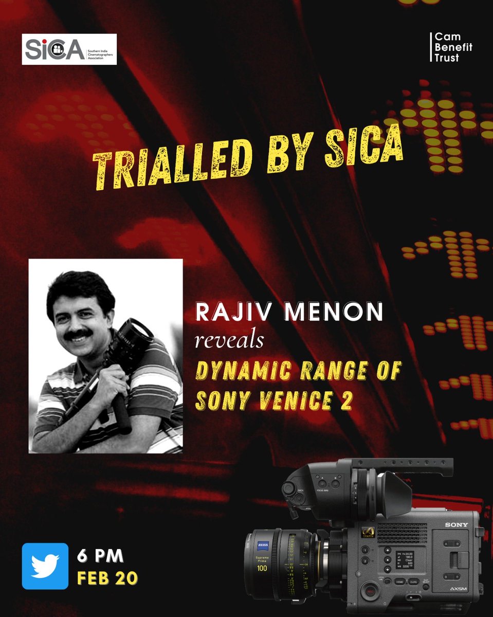 I am extremely honoured to announce that Ace Director & Cinematographer Rajiv Menon sir will unveil a video about the Sony Venice 2 camera, trialled by SICA on the Feb 20th, Monday at 6 pm. ⁦@thesicaweb⁩ ⁦@DirRajivMenon⁩ ⁦@pcsreeram⁩ ⁦@sakthisaracam⁩