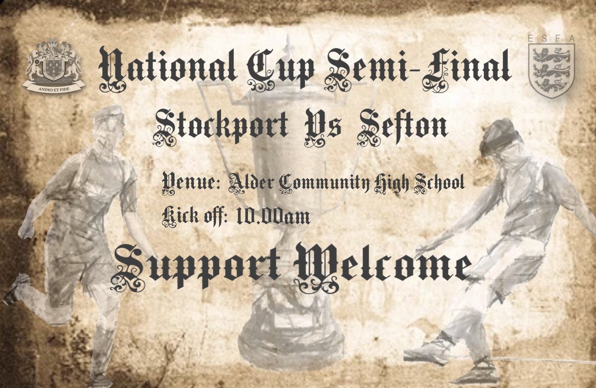 U14: Our boys compete in the <a href="/SchoolsFootball/">English Schools' Football Association</a> National Cup Semi Final on Saturday. Let’s get some support down for them as we look to book a place in the Final!
📆 Sat 25th Feb
⏰ 10.00am
📍 Alder CHS, SK14 5NJ
💷 Free
🔵⚪️ #WeAreStockport #StockportSFA