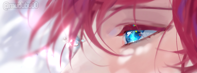 todoroki shouto split-color hair red hair blue eyes close-up eye focus hair between eyes scar on face  illustration images
