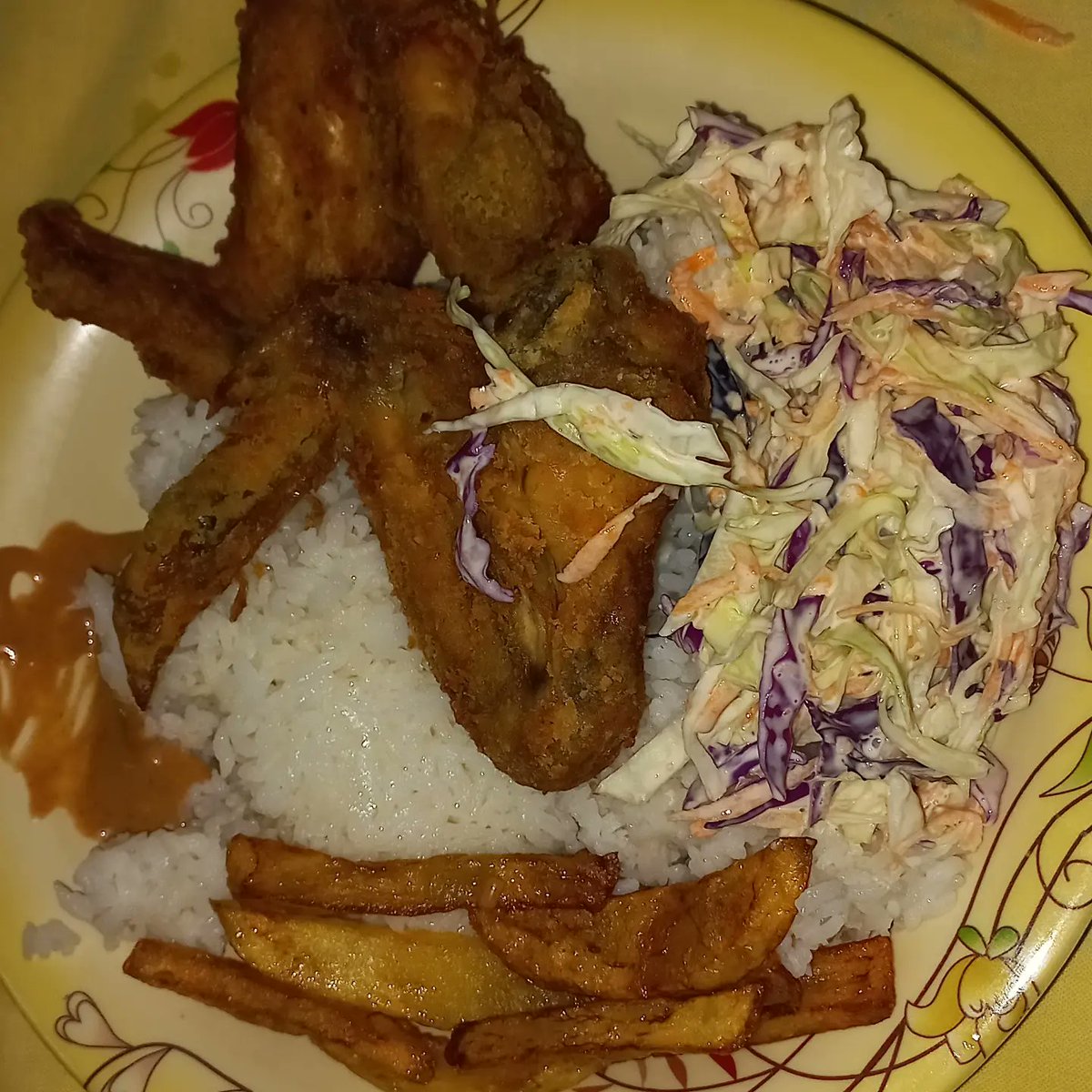 Deep Fried Chicken Wings Home made chips Coleslaw Dada's kitchen. This time I cooked without having a drink. Displine 🥷. #brokeboyscooking #welovefood #WokMasGoYet #deepfriedchicken
