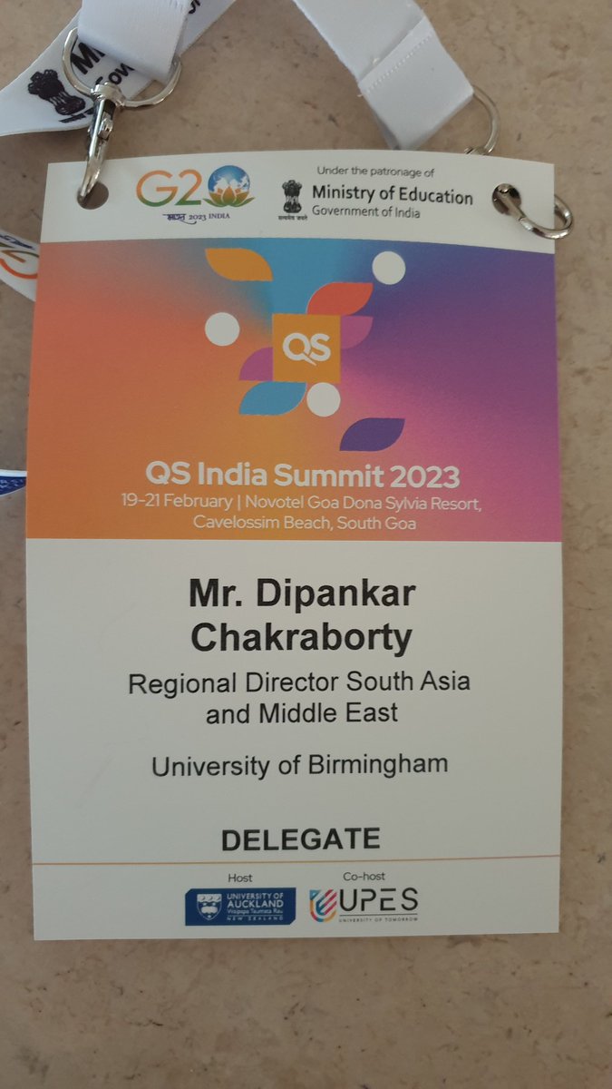 Wonderful to attend @QSCorporate #QSIndiaSummit, excellent sessions today and looking forward to our Chancellor @Lord_Bilimoria's keynote tomorrow 
@unibirmingham @UOB_India #G20Summit
