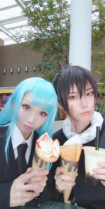 【cos!むたみわ/メカ三輪】本日お疲れ様でした!初めてのあべのキューズモール楽しかったです 回りたい所多過ぎて時間全然足りなかった 交流して下さった方、ありがとうございました#アコスタあべのキューズモール与幸吉:シロ三輪霞:クロ() 