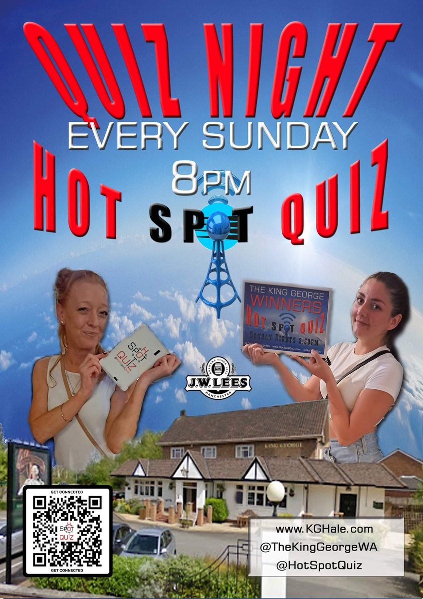 SUNDAY is @TheKingGeorgeWA @HotSpotQuiz Night
Powered by @SpeedQuizzing
Dingbats & Conundrums are back!
It's FREE & starts at 8pm
#AltrinchamQuiz #PubQuiz #Hale
'Will £200 💰 BE WON???' on Play Your Cards Right ♥️♠️♦️♣️ #PYCR
Sponsored by both 👉 @AltrinchamDuck & @TransamTv 📡