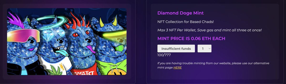 DiamondDogeETH's tweet photo. TODAY IS MINT DAY! 🔷🐶

🐶💎Our new #NFT collection goes live for minting at 14:00 UTC

🚀 24 hours later we will reveal the collection, will you get a legendary one? 

🟡Token launch date TBA 

Mint here: https://t.co/IFeayskEs5

#NFT #MintingNow #ETH #DiamondDoge https://t.co/2razD27Y59