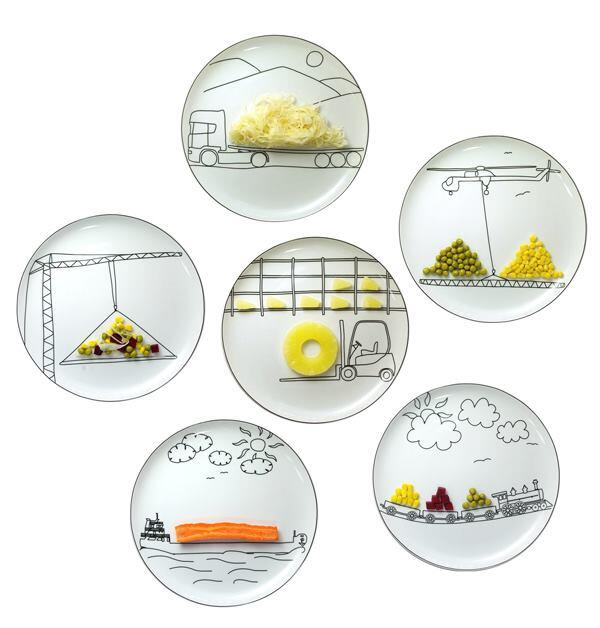 NaoCasanova's tweet photo. Hay vajillas diseñadas para que los niños jueguen con lo que comen.

Veo que básicamente representan modos de transporte y maquinaria.
Son obra del polaco Boguslaw Sliwinski. https://t.co/xq8syleVjw