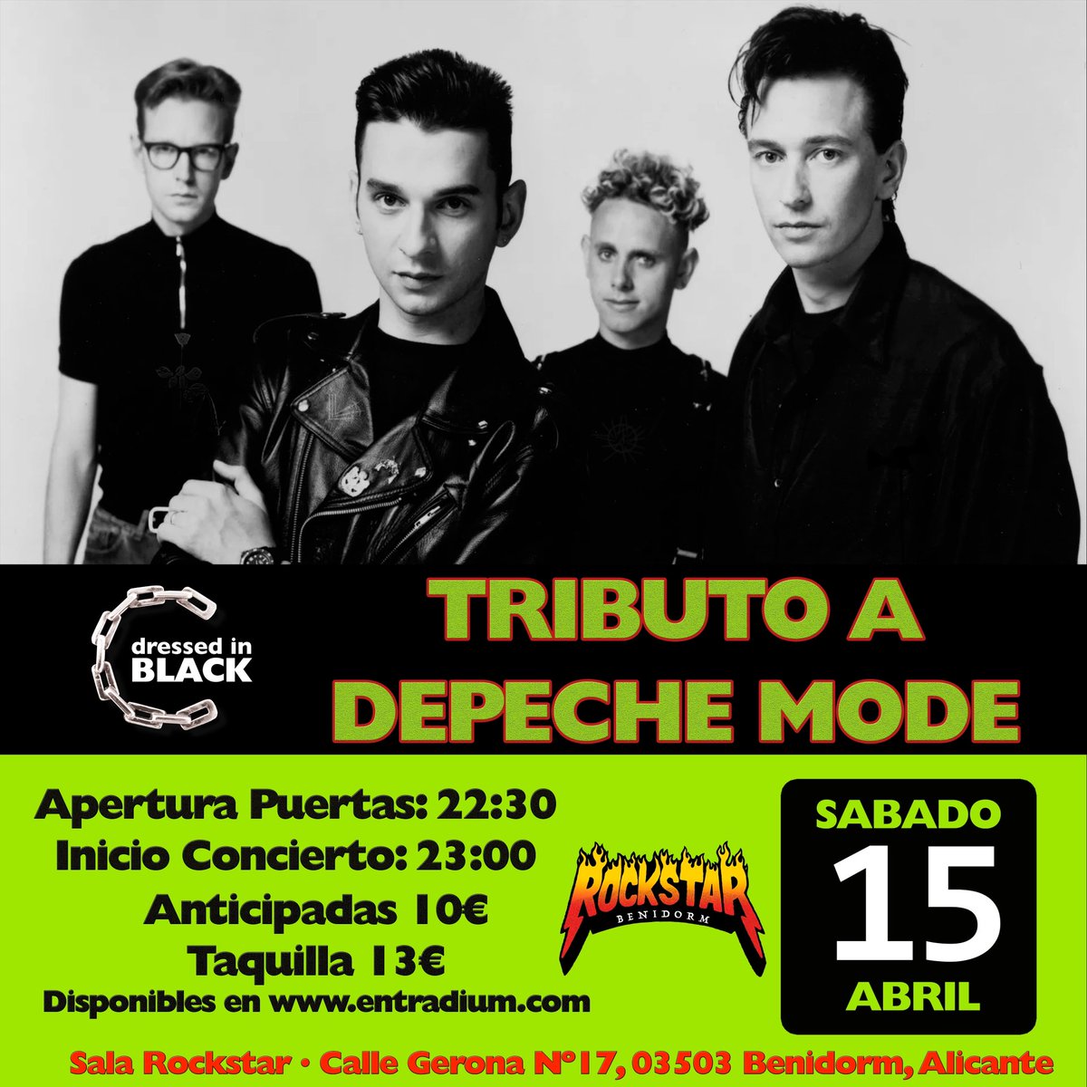 MÁS DE 10 AÑOS RINDIENDO #TRIBUTO A #DEPECHEMODE 
Próximo #CONCIERTO
15 de Abril
Sala Rockstar
Entradas 👇

entradium.com/events/tributo…