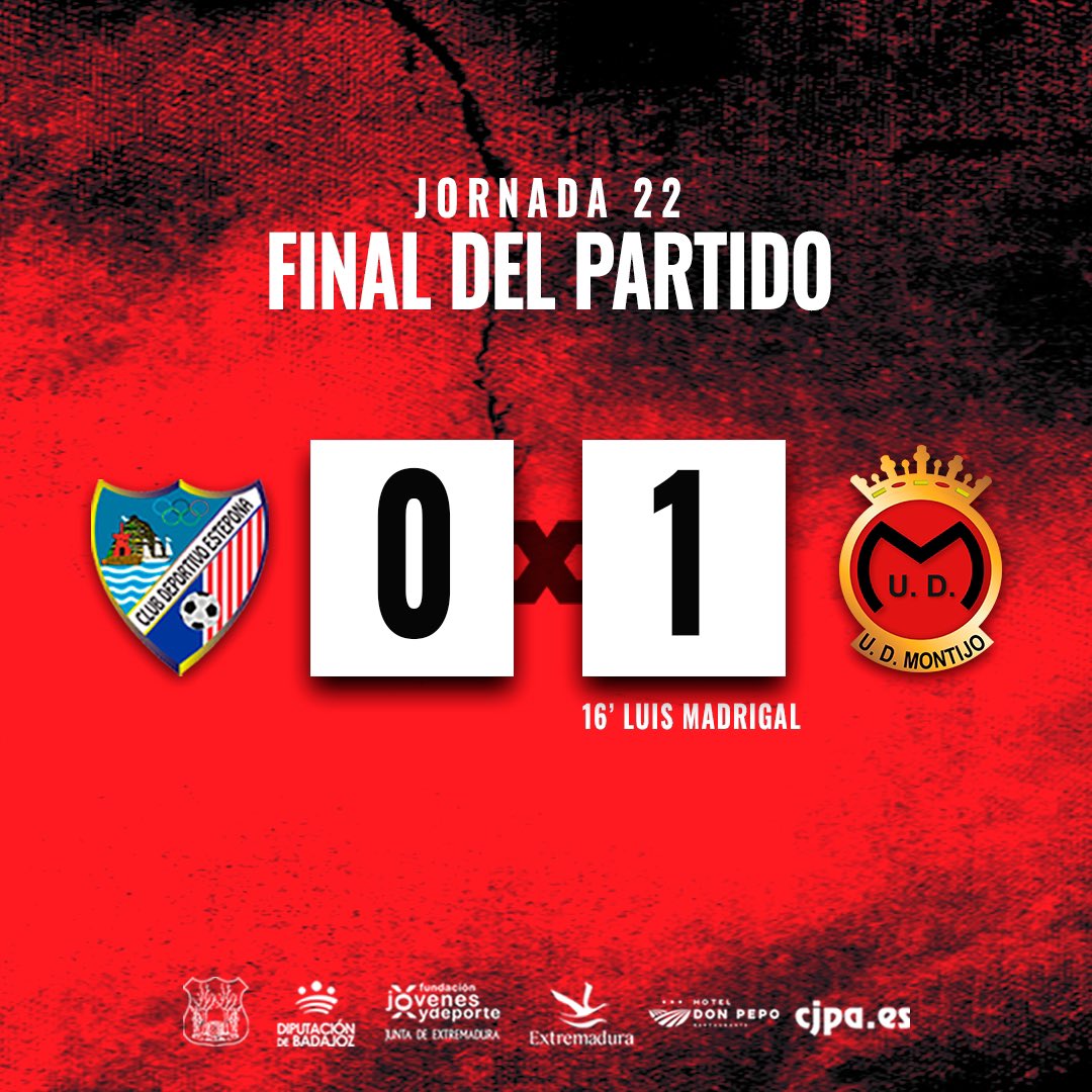 🔚 [𝗙𝗜𝗡𝗔𝗟 𝗗𝗘𝗟 𝗣𝗔𝗥𝗧𝗜𝗗𝗢 🔴⚫]
👍 Magnifica victoria de los nuestros, sumamos tres puntos ➕

🤝 Le deseamos al <a href="/CDEstepona/">C.D. Estepona</a> suerte en lo que resta de temporada.

#PiensaEnGrande | #Desde1922