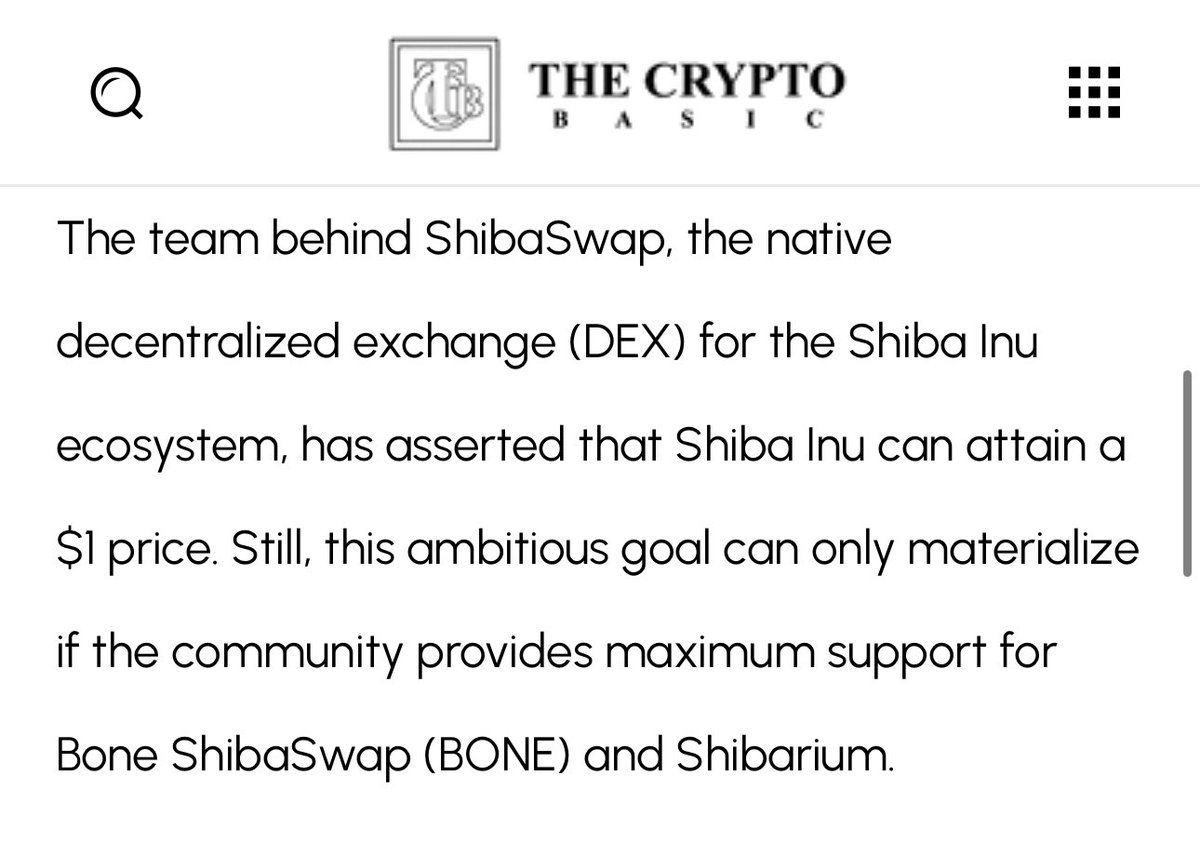 elethereum's tweet photo. BREAKING: ShibaSwap Team Says Shiba Inu Can Reach $1. 

$SHIB https://t.co/v2i2Y15Kut