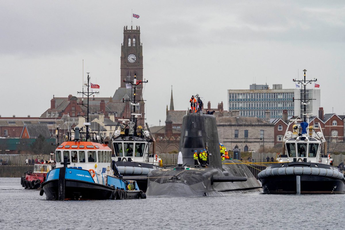 BAES_Maritime's tweet photo. Today we have delivered the fifth Astute class submarine to the @RoyalNavy 

Heading out on sea trials prior to joining the fleet, HMS Anson is the most advanced and capable attack submarine ever built in the UK.

https://t.co/du8AvZjzQi https://t.co/jjier9lh0v