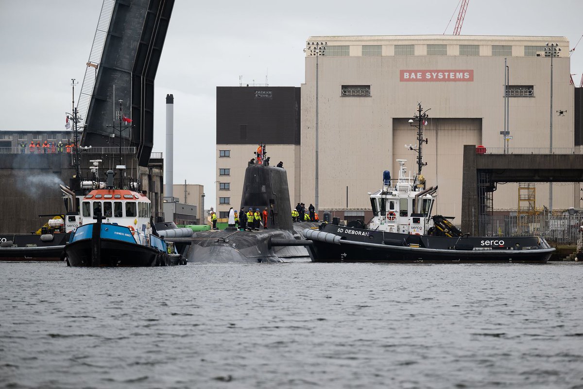 BAES_Maritime's tweet photo. Today we have delivered the fifth Astute class submarine to the @RoyalNavy 

Heading out on sea trials prior to joining the fleet, HMS Anson is the most advanced and capable attack submarine ever built in the UK.

https://t.co/du8AvZjzQi https://t.co/jjier9lh0v