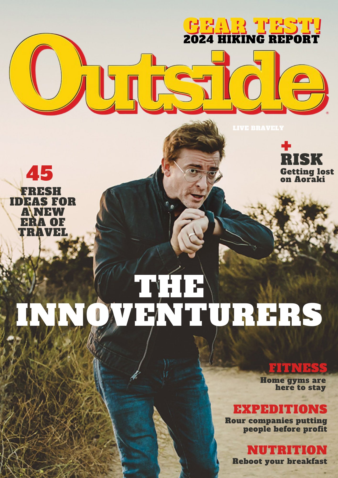 Outside magazine cover, Stede on the front with a headline reading "The Innoventurers" 
