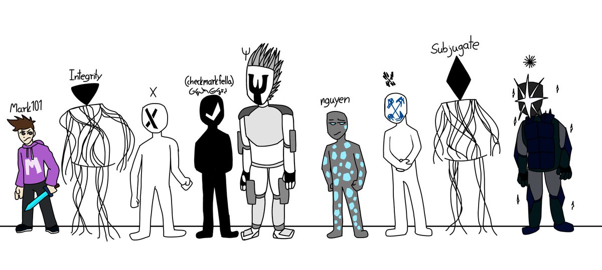 HidingInYourPC's tweet photo. i can't draw minecraft characters to save my life so i made the uhhhh mark101 arg characters as humanoid things
#mark101 #mark101arg #thebottomofthevoidarg #unintelligiblesynapse #minecraftARG https://t.co/hlegBVlGWk