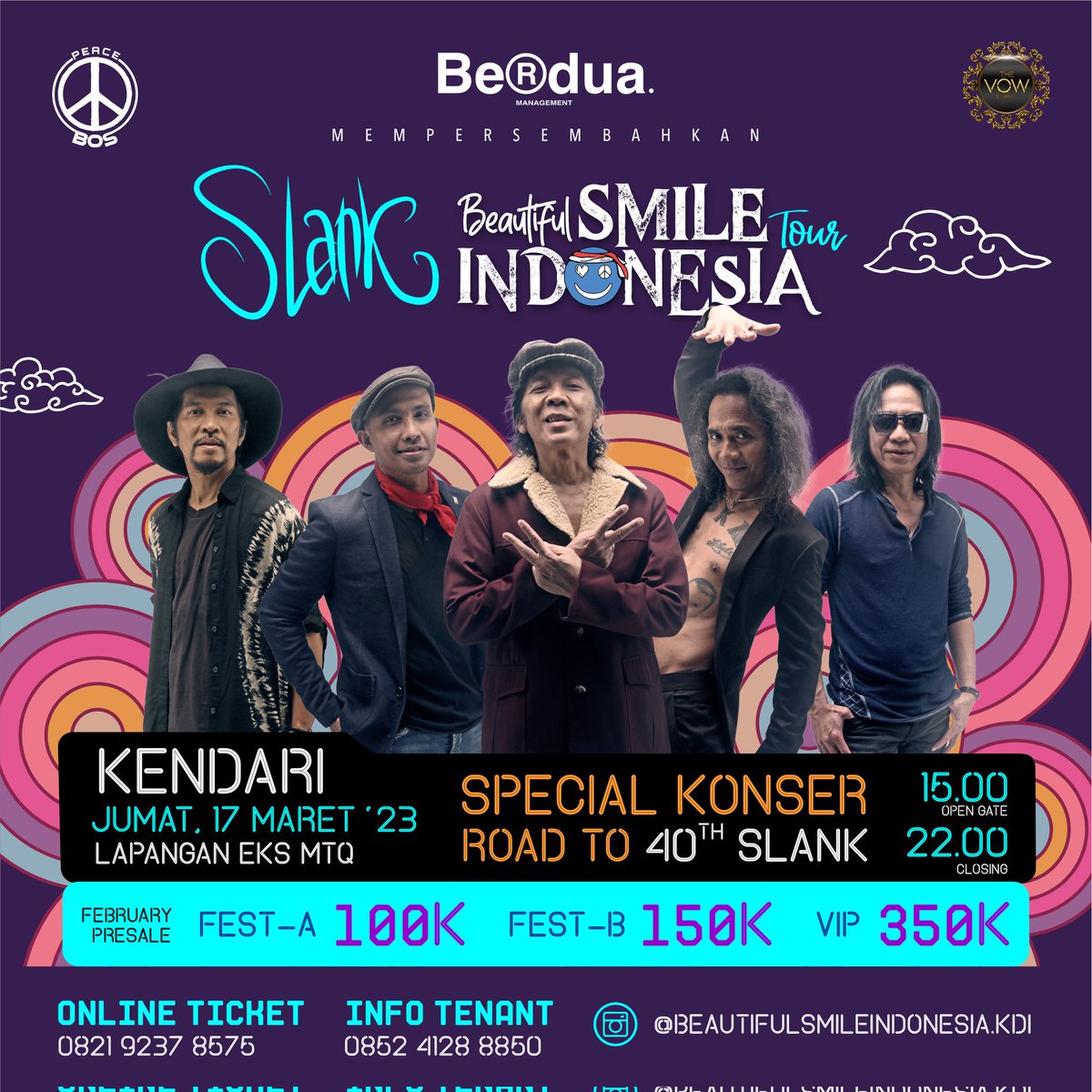slankdotcom's tweet photo. Halo Kendari!
Ayo bersiap untuk SLANK Beautiful Smile Indonesia Tour Kendari tanggal 17 Maret 2023 di Lapangan Eks MTQ - Kendari.
Harga tiket mulai 100ribuan! Info lengkap, cek & follow Instagram (@)beautifulsmileindonesia.kdi
#Slank #Slankers #JadwalSlank https://t.co/H2XgiB3K8l
