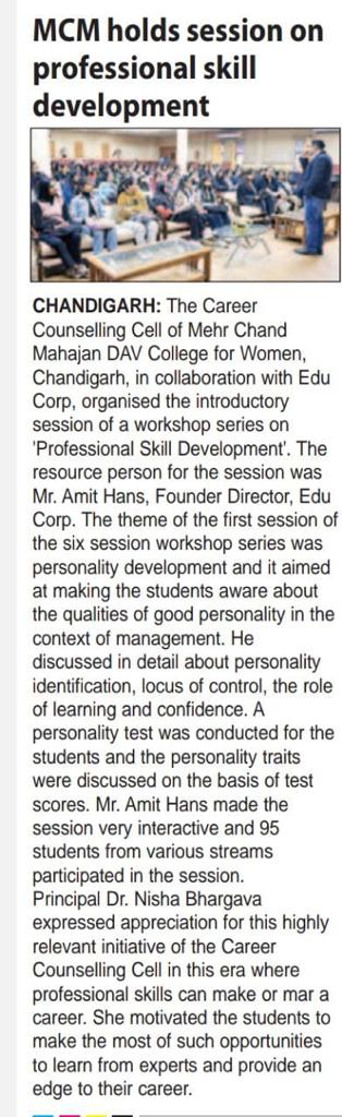 MCMDAVCW's tweet photo. #CareerCounselling Cell @MCMDAVCW, in collaboration with Edu Corp, held an introductory session of the workshop series on '#ProfessionalSkill Development'. The resource person was Amit Hans, Founder Director, Edu Corp.
@EduMinOfIndia @dpradhanbjp @ugc_india @NAAC_India https://t.co/CYIaLpzc0k