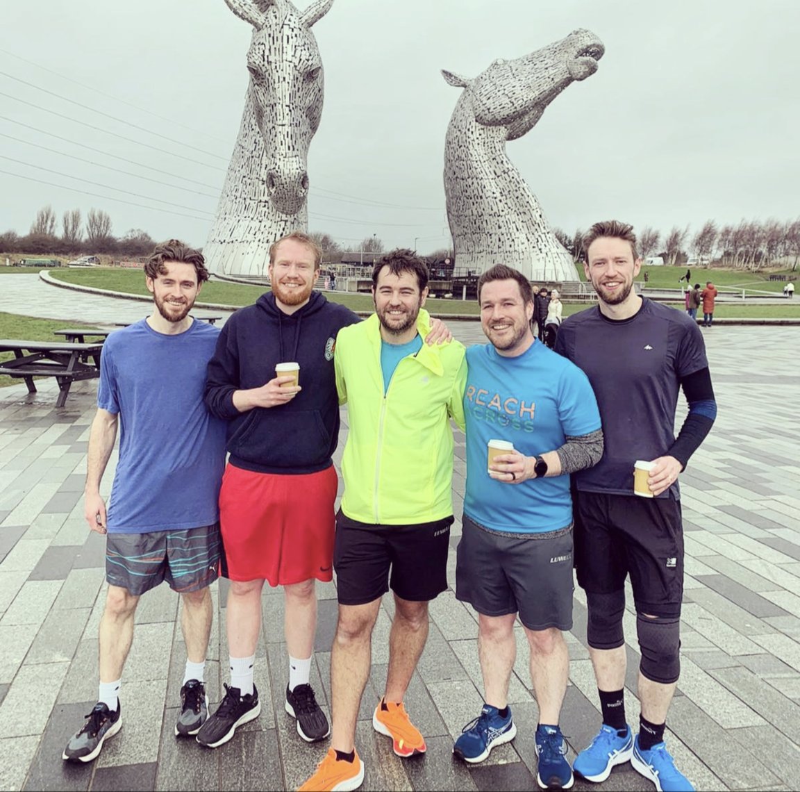 fraserlindsay's tweet photo. Chris, Stenton, Stu, and I joined @CraigEd101 on day 19 of #RunningForOllie at The Kelpies this morning. So incredibly proud of Craig and Lynsey and the support they've been generating for @SiMBA_team. Read their story and support their campaign here: https://t.co/GBwumkQGvE https://t.co/ziugi5GLxp