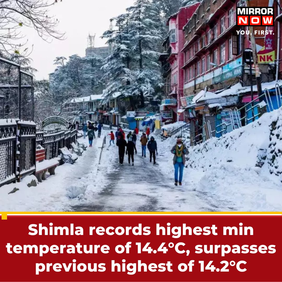 MirrorNow's tweet image. At 14.4 degrees Celsius, the state capital of #HimachalPradesh, #Shimla, recorded highest-ever #minimumtemperature yesterday.

The mercury has been inching up in the hills &amp;amp; across the North Indian belt over the last few days.